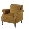 Fauteuil bergère en velours ocre